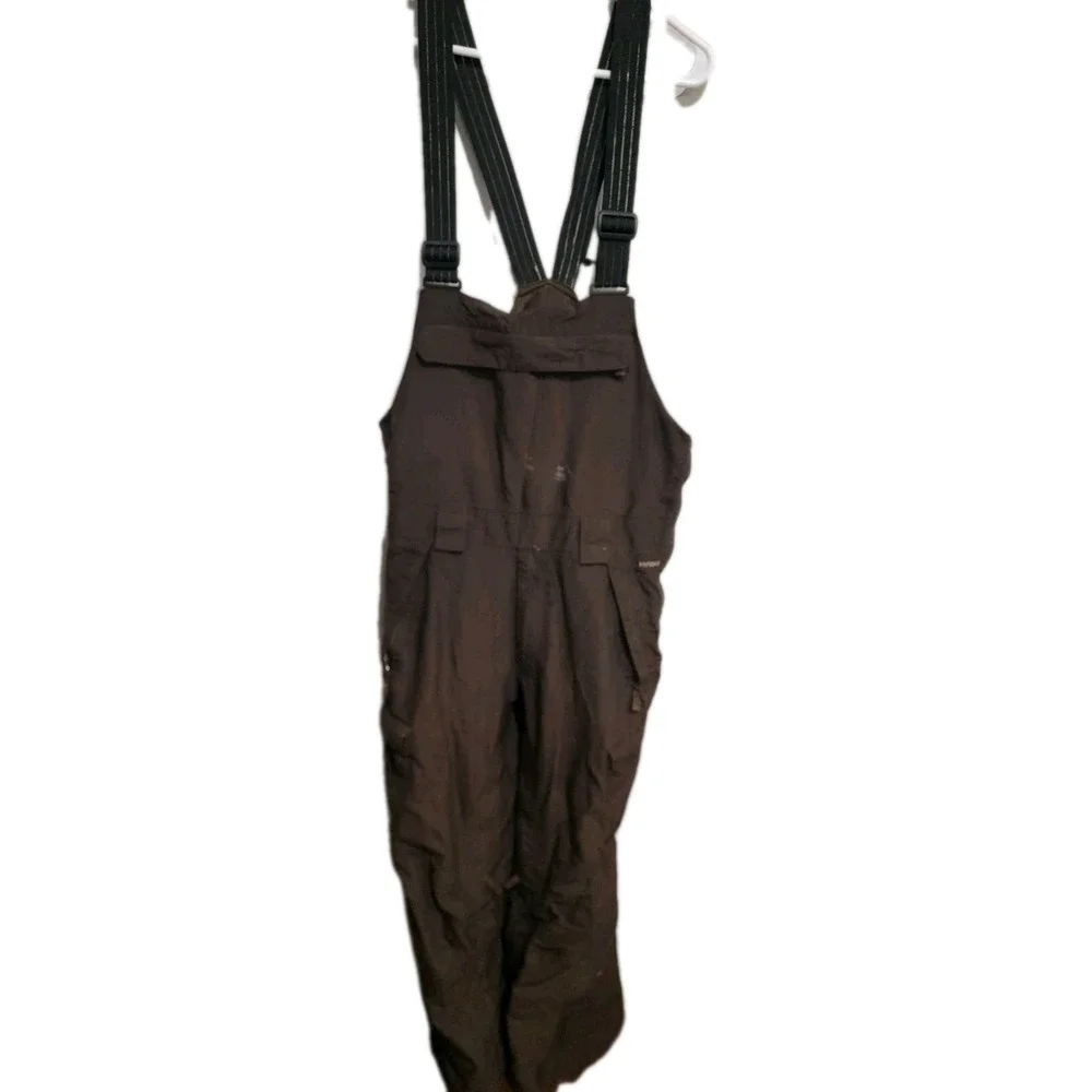 The North Face HyVent Extreme Ski Pants Overalls Bib Brown Size Medium READ